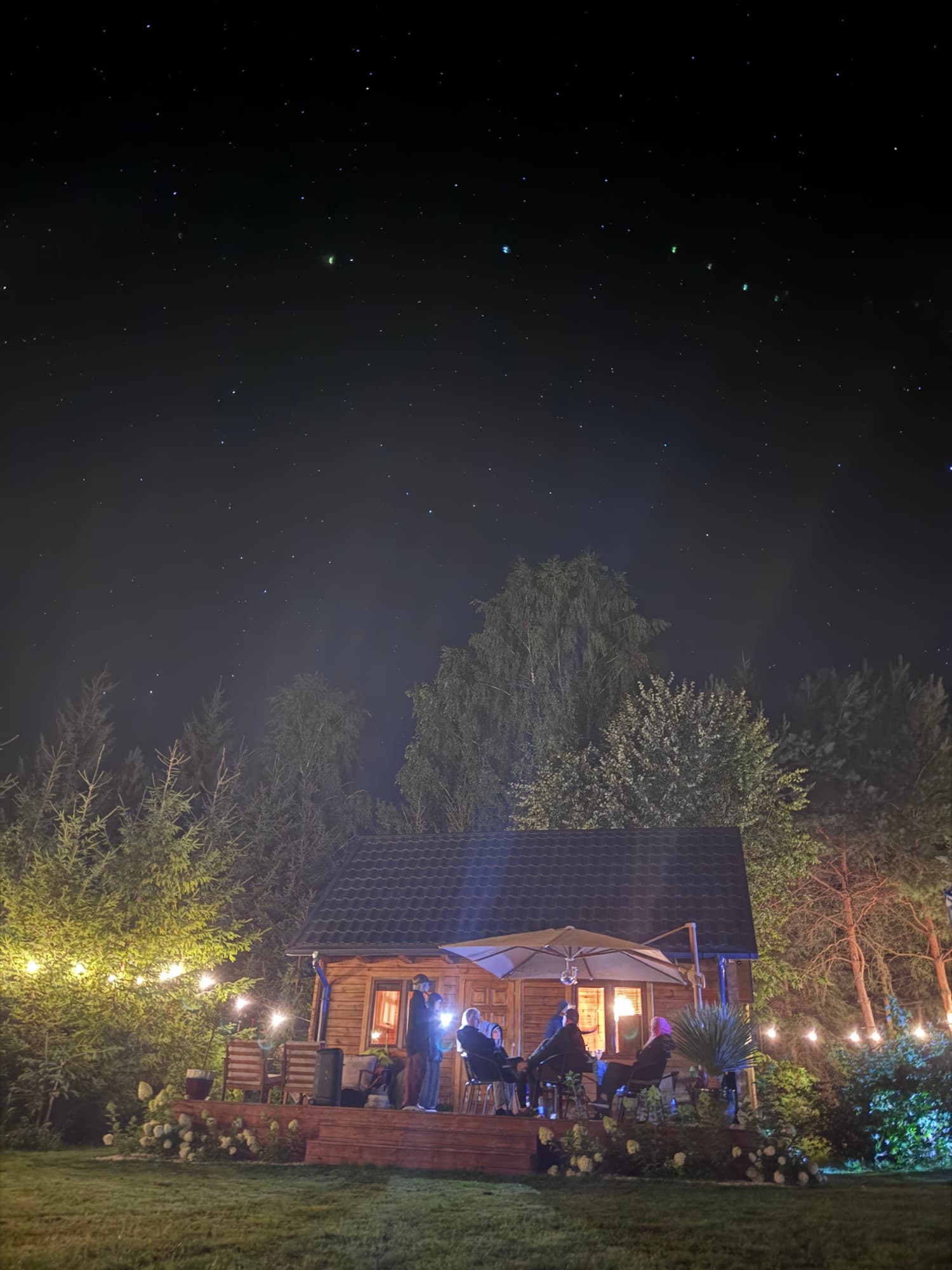 Goście na tarasie pod gwiazdami